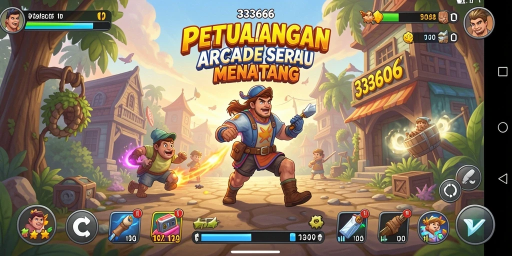 Gameplay seru dalam 333666 yang penuh dengan tantangan Arcade.