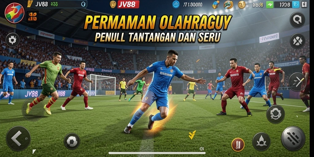 Tampilan utama JV88 dengan aksi gameplay olahraga yang mendebarkan.
