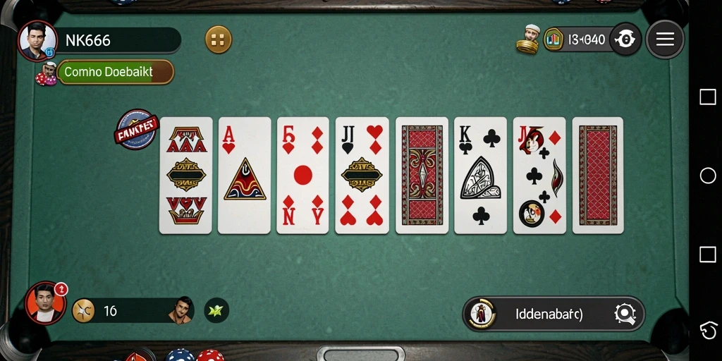 Screenshot gameplay NK666 menampilkan suasana permainan domino yang seru.