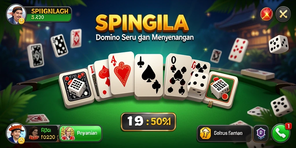 Tampilan gameplay SPINGILA dengan aksen domino yang menarik.