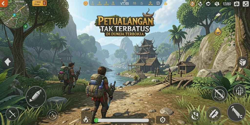 Tangkapan layar VT789 menunjukkan aksi gameplay yang menarik dan dunia terbuka yang luas.